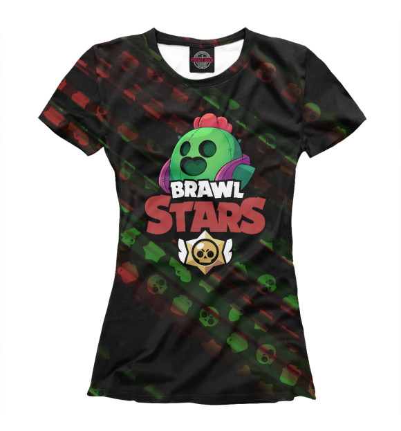 Футболка для девочек с изображением Brawl Stars Spike цвета Белый