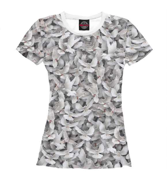 Женская футболка с изображением Белые голуби цвета Белый