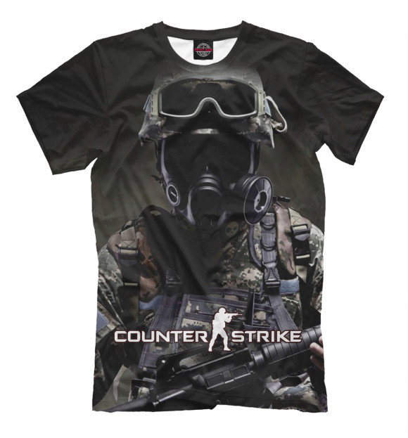 Мужская футболка с изображением Counter Strike цвета Черный