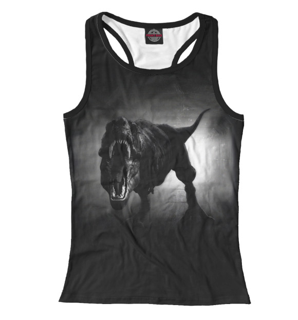 Женская майка-борцовка с изображением Тираннозавр цвета Белый