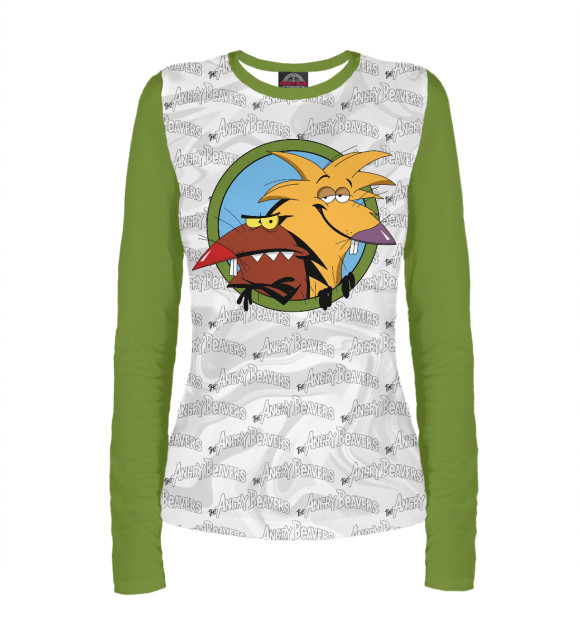 Женский лонгслив с изображением Крутые Бобры цвета Белый