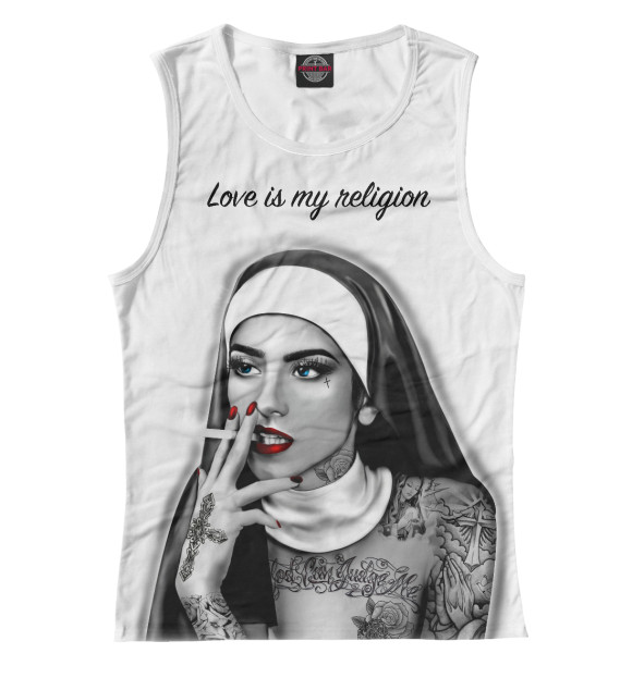 Женская майка с изображением Любовь – это моя религия цвета Белый