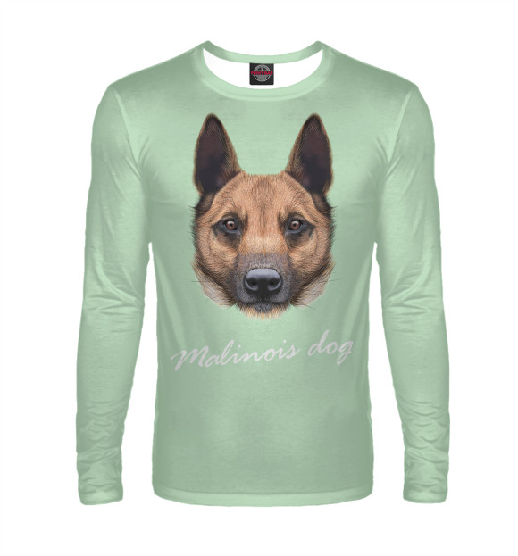 Мужской лонгслив с изображением Malinois dog цвета Белый