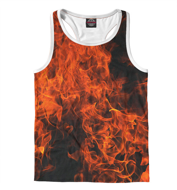 Мужская майка-борцовка с изображением Огонь цвета Белый