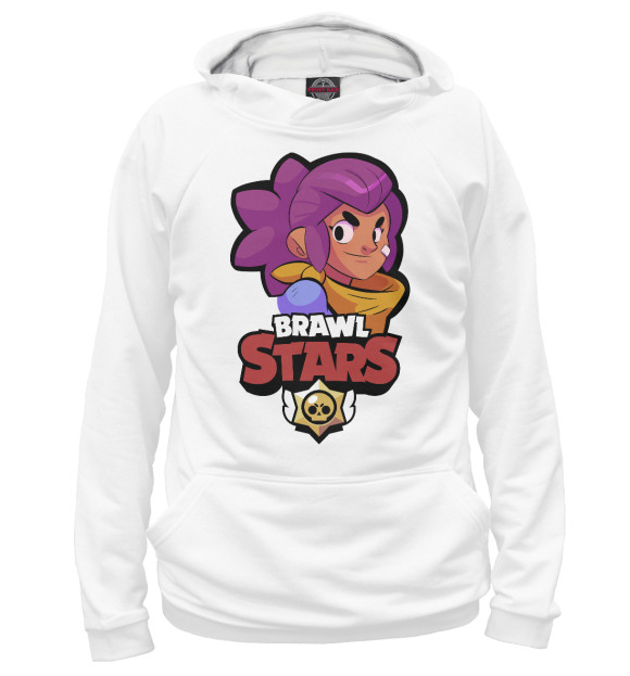 Мужское худи с изображением Brawl Stars Shelly цвета Белый