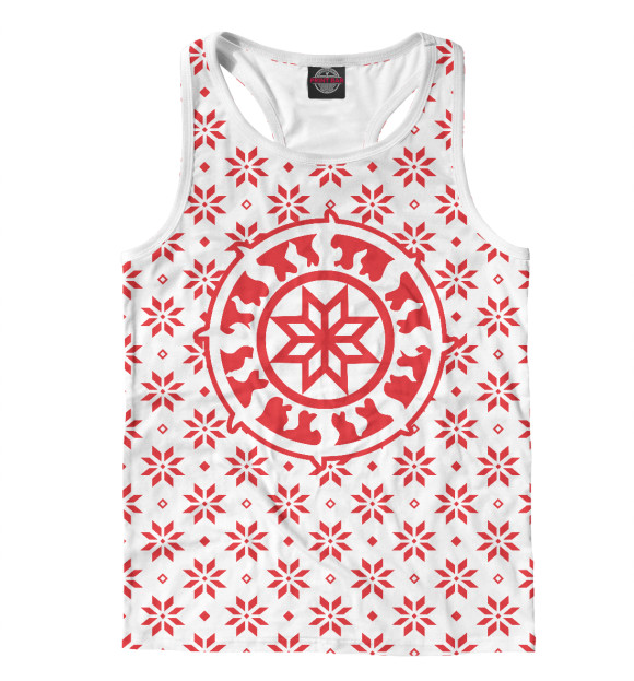 Мужская майка-борцовка с изображением Алатырь цвета Белый