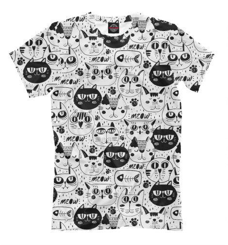 футболки print bar чёрно белые котики Футболки Print Bar Черно-белые котики