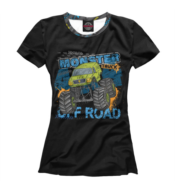 Женская футболка с изображением Monster truck 4x4 цвета Белый