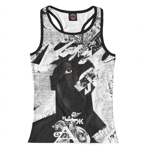 Женская майка-борцовка с изображением Образы линий цвета Белый