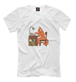 Мужская футболка Кот с пишущей машинкой