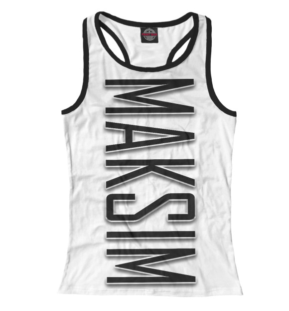 Женская майка-борцовка с изображением Maksim-black цвета Белый