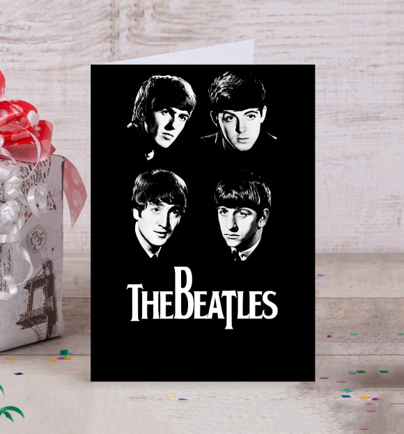 Открытка с изображением The Beatles цвета Белый