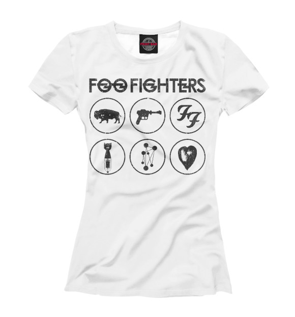 Женская футболка с изображением Foo Fighters цвета Белый
