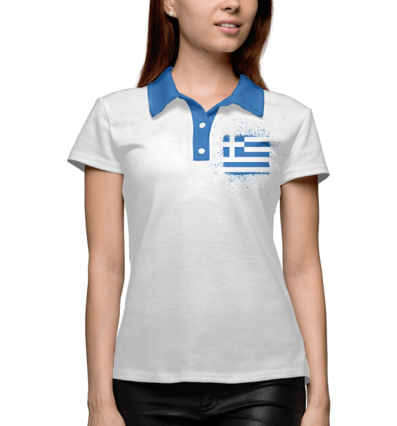 Женское поло с изображением Греческий флаг цвета Белый