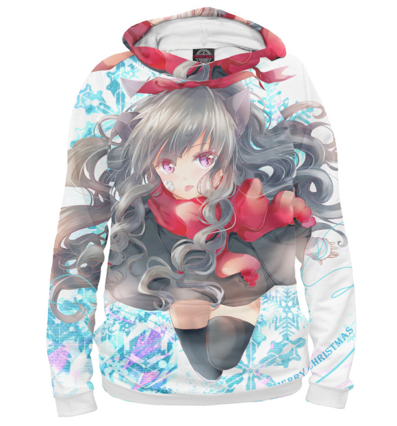 Мужское худи с изображением Аниме цвета Белый