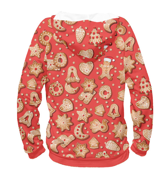 Мужское худи с изображением Новогодние печеньки цвета Белый