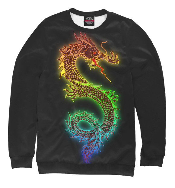 Свитшот для мальчиков с изображением Радужный дракон цвета Белый