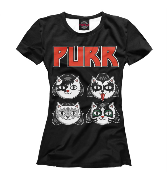 Женская футболка с изображением Purr kiss цвета Белый