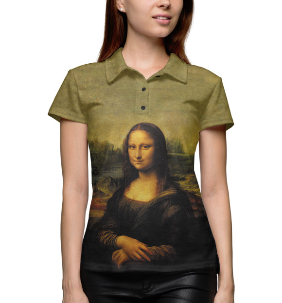 Женское поло с изображением Мона Лиза Джоконда цвета Белый