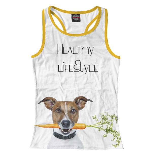 Женская майка-борцовка с изображением Healthy lifestyle цвета Белый