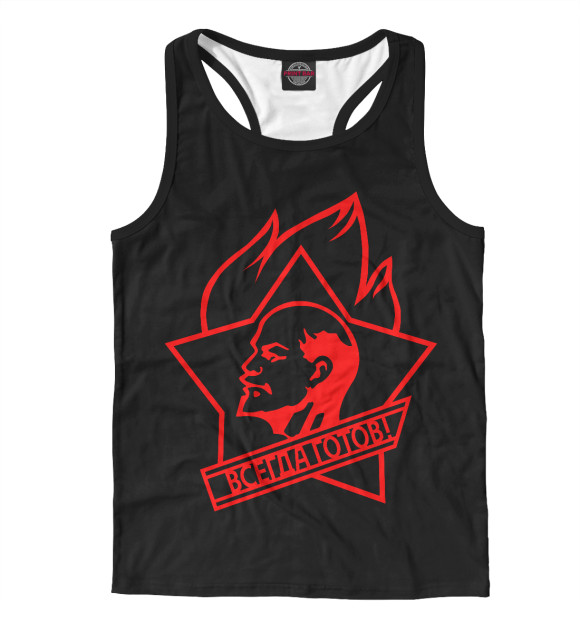 Мужская майка-борцовка с изображением ЛЕНИН цвета Белый