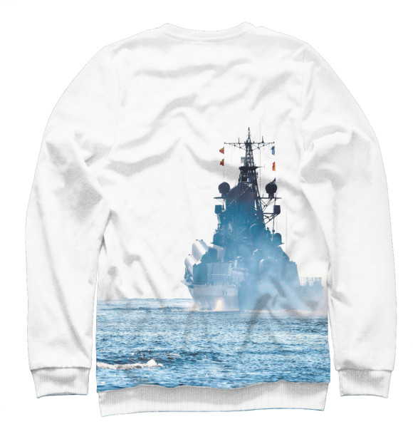 Мужской свитшот с изображением Военно Морской Флот цвета Белый