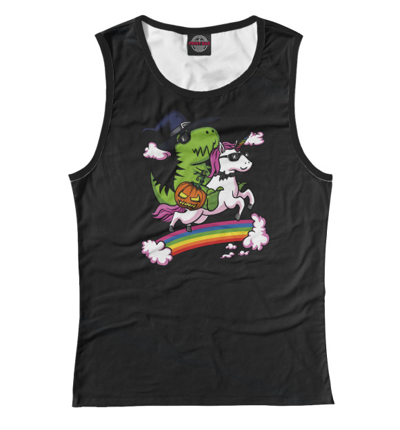 Майка для девочки с изображением Witch Rex Dinosaur Riding цвета Белый