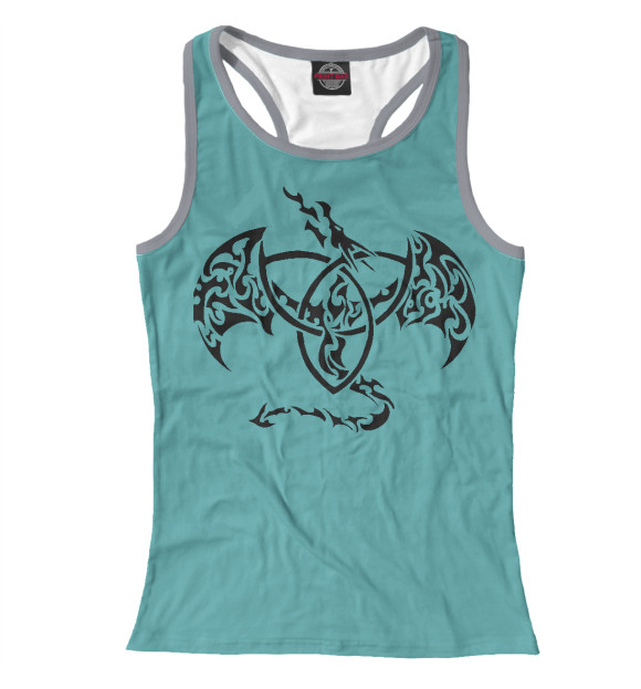 Женская майка-борцовка с изображением Дракон цвета Белый