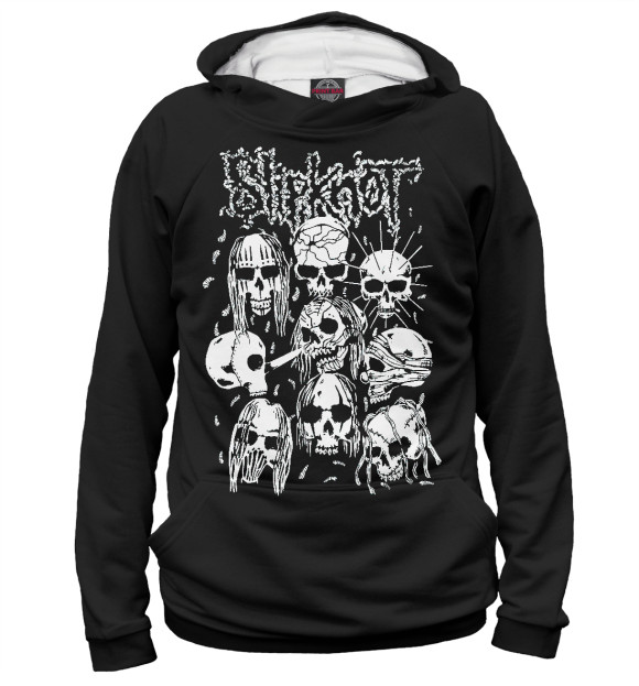 Мужское худи с изображением Slipknot цвета Белый