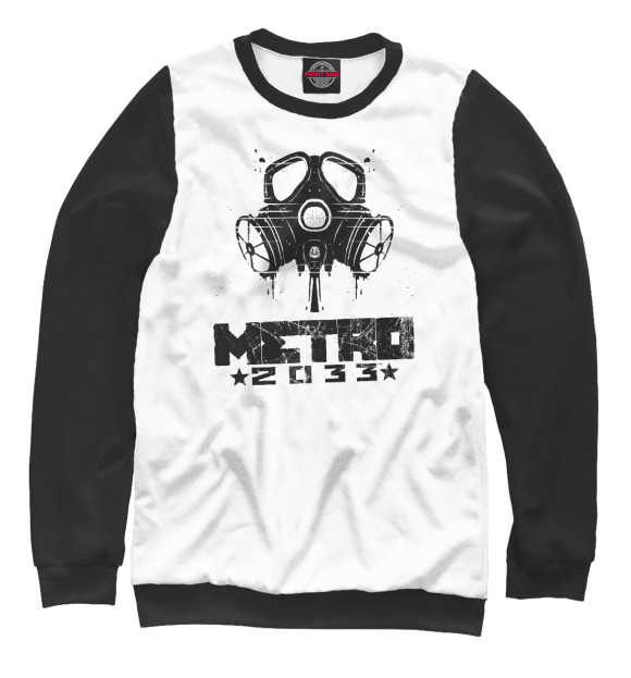 Мужской свитшот с изображением Metro 2033 black l цвета Белый
