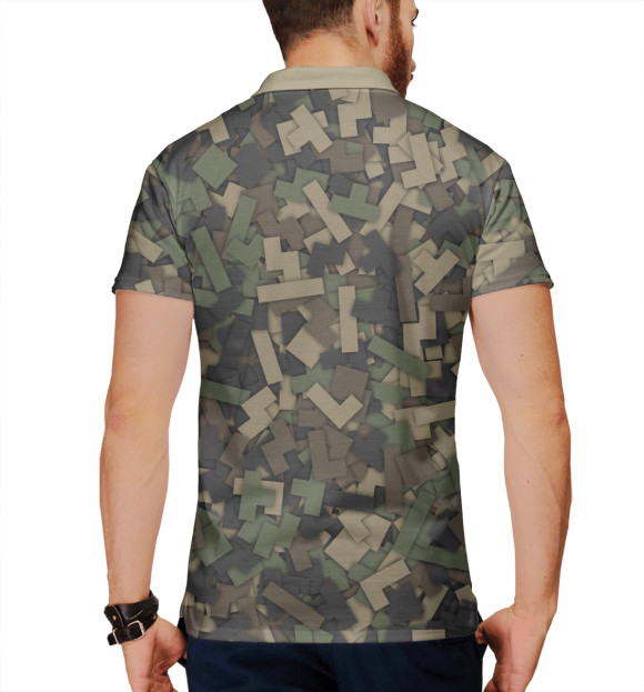 Мужское поло с притом Камуфляж - тетрис цвета Белый Мужское поло с изображением Камуфляж - тетрис цвета Белый