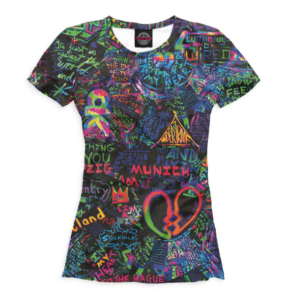 Женская футболка с изображением Coldplay цвета Белый