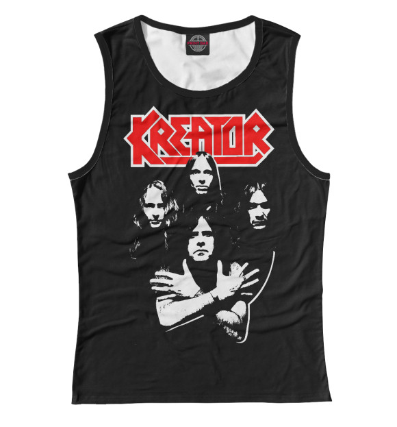 Майка для девочки с притом Kreator thrash metal band цвета Белый Майка для девочки с изображением Kreator thrash metal band цвета Белый