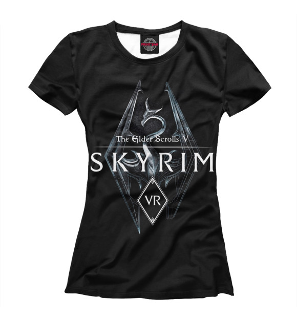 Женская футболка с изображением Skyrim VR цвета Белый