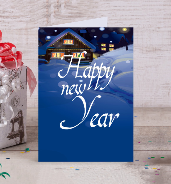 Открытка с изображением Happy new Year цвета Белый