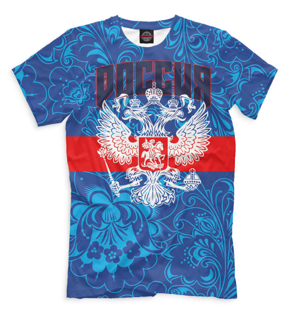 Мужская футболка с изображением Сборная России цвета Грязно-голубой