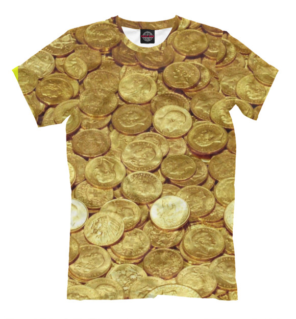 Мужская футболка с изображением Золотые монеты цвета Молочно-белый