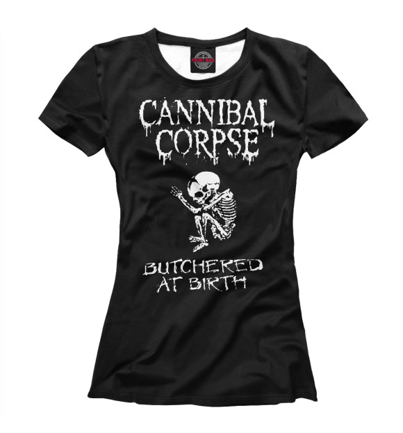 Футболка для девочек с изображением Cannibal Corpse цвета Белый