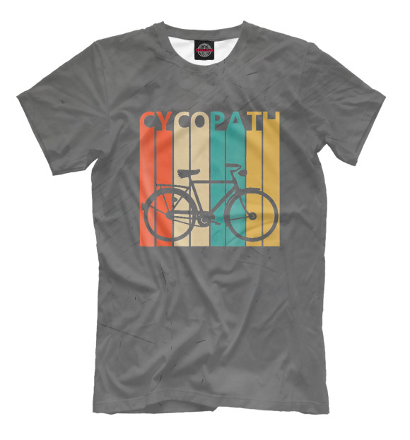 Мужская футболка с изображением Cycopath   Funny Bicycle Hu цвета Белый