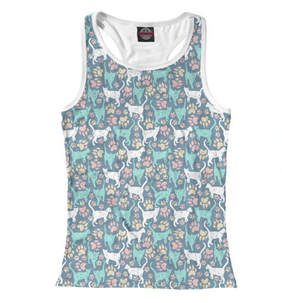 Женская майка-борцовка с изображением Кошки цвета Белый