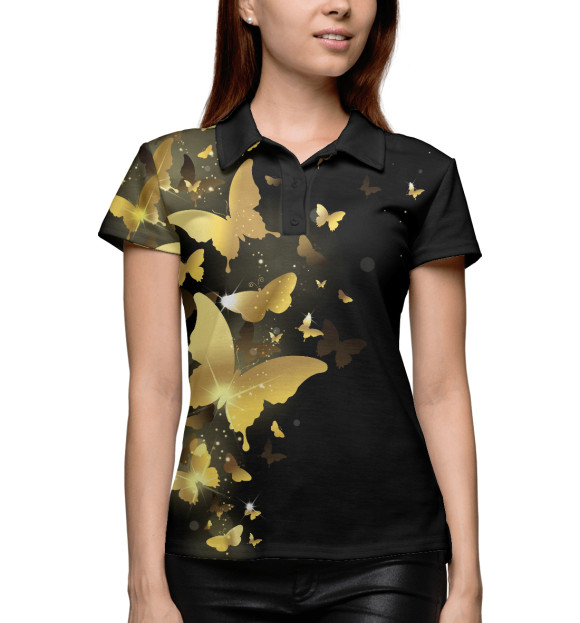 Женское поло с изображением Бабочки цвета Белый