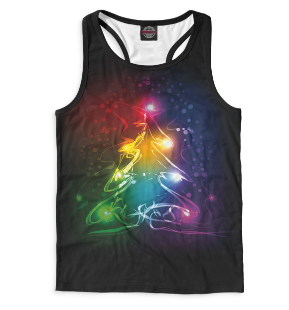 Мужская майка-борцовка с изображением Eлочка цвета Белый