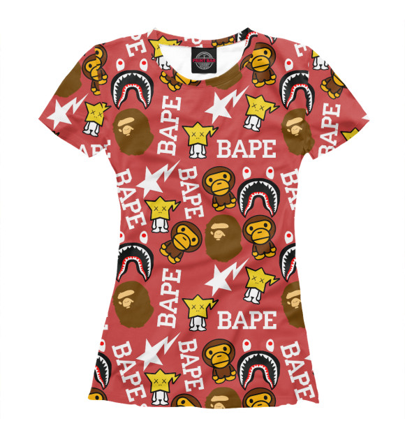 Женская футболка с изображением Bape Pattern цвета Белый