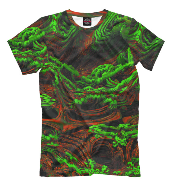 Мужская футболка с изображением Фрактал Джунгли Аяваски / Fractal Ayahuasca Jungle цвета Молочно-белый