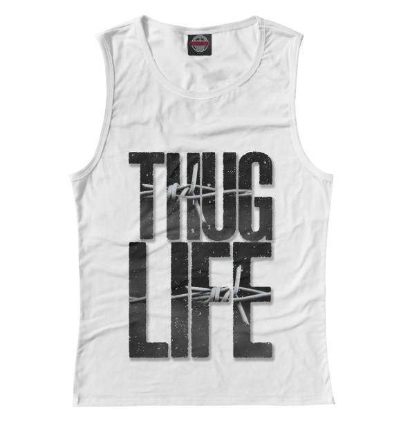 Майка для девочки с изображением THUG LIFE цвета Белый