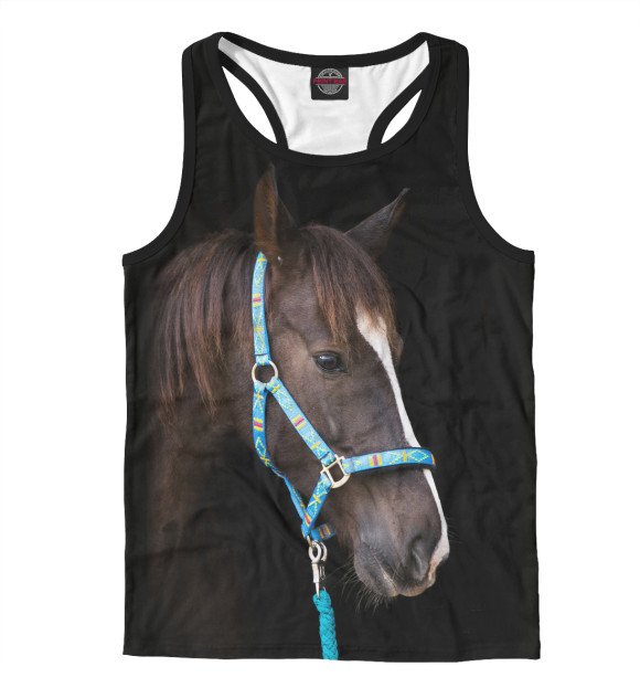 Мужская майка-борцовка с изображением Лошадь цвета Белый