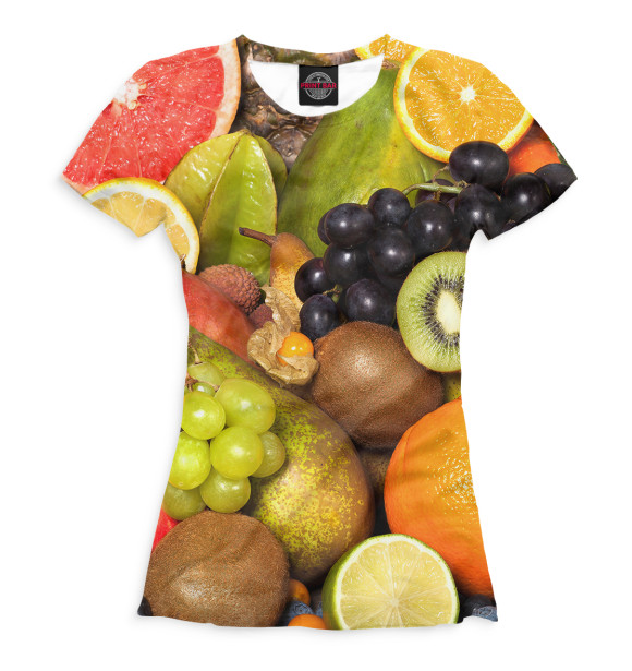 Женская футболка с изображением Фрукты и ягоды цвета Белый