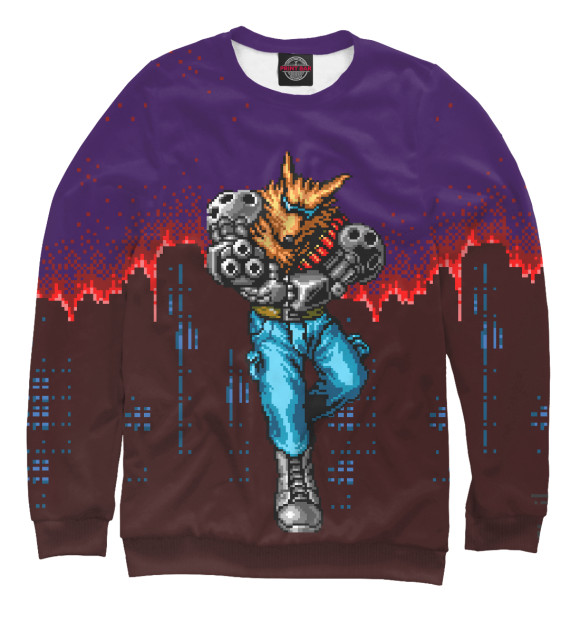 Мужской свитшот с изображением Contra Hard Corps: Fang цвета Белый