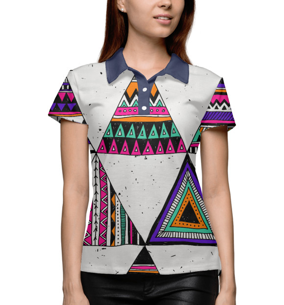 Женское поло с изображением Индейские мотивы цвета Белый