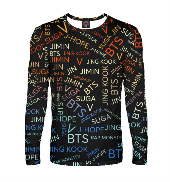 Мужской лонгслив с изображением BTS цвета Белый